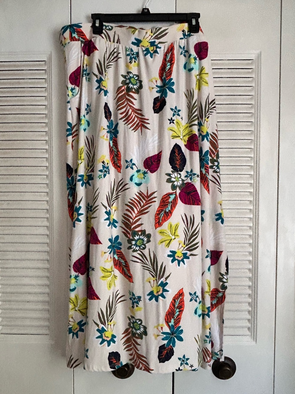 Terra & Sky 1X 16W 18W Tropical Floral Maxi Skirt Stretch Pull On Plus Size